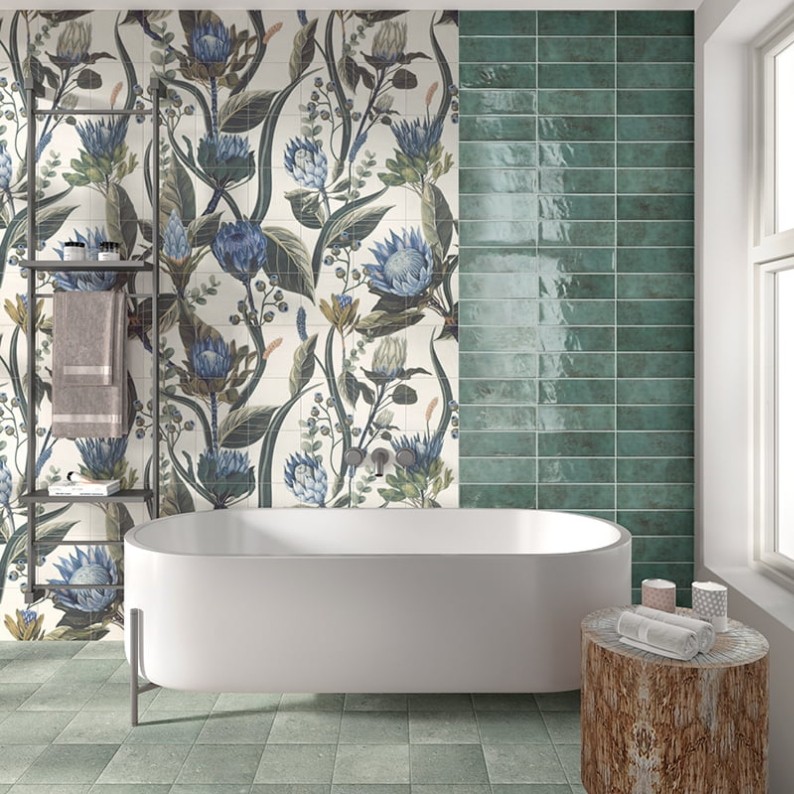 Mural Blue Leaves - Emisan Azulejos