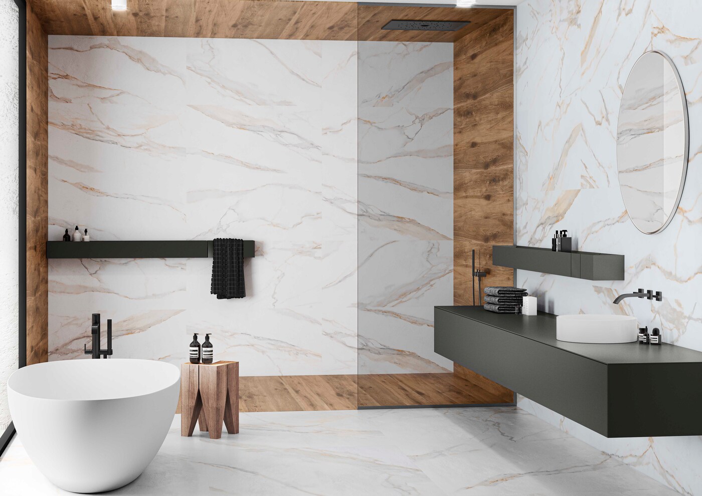 Calacatta Gold Vecchio 40X120 - Keraben - Banheiros Revestimento Calacatta Gold 40x120 - Emisan Azulejos