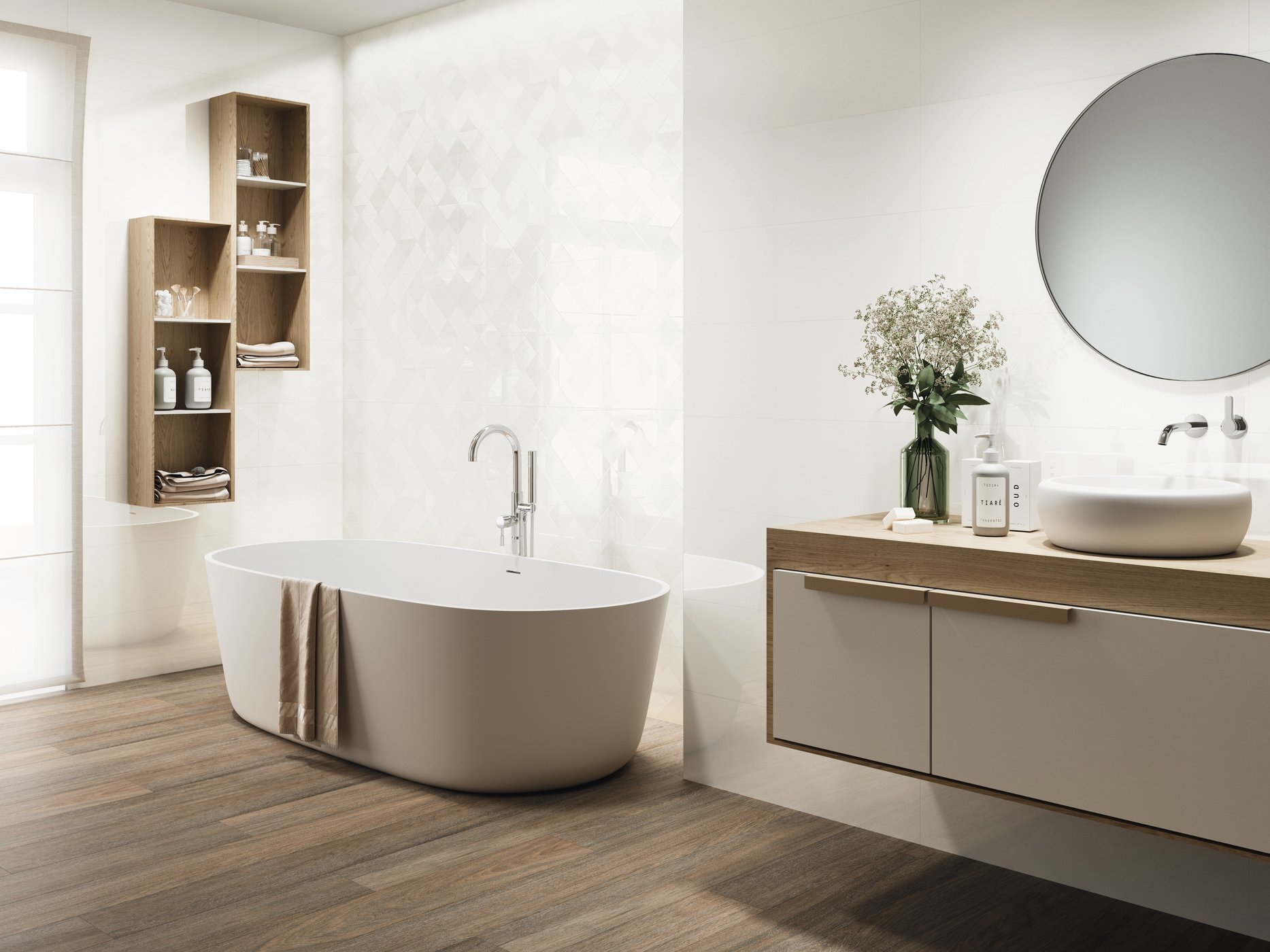 Branco Brilho 40x120 - Ambiente Branco Mate 40x120 - Emisan Azulejos Portugal